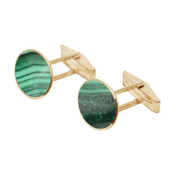 Yellow Gold Malachite Oval Cufflinks