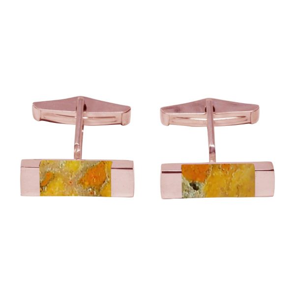 Rose Gold Bumblebee Jasper Rectangular Cufflinks