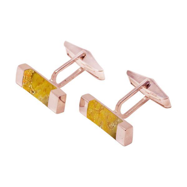 Rose Gold Bumblebee Jasper Rectangular Cufflinks