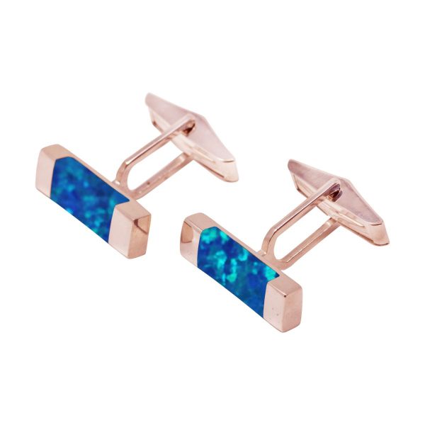 Rose Gold Opalite Cobalt Blue Rectangular Cufflinks