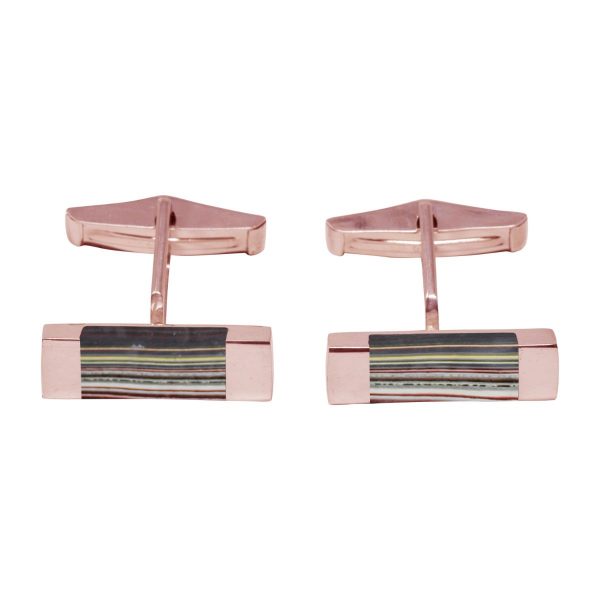 Rose Gold Fordite Rectangular Cufflinks