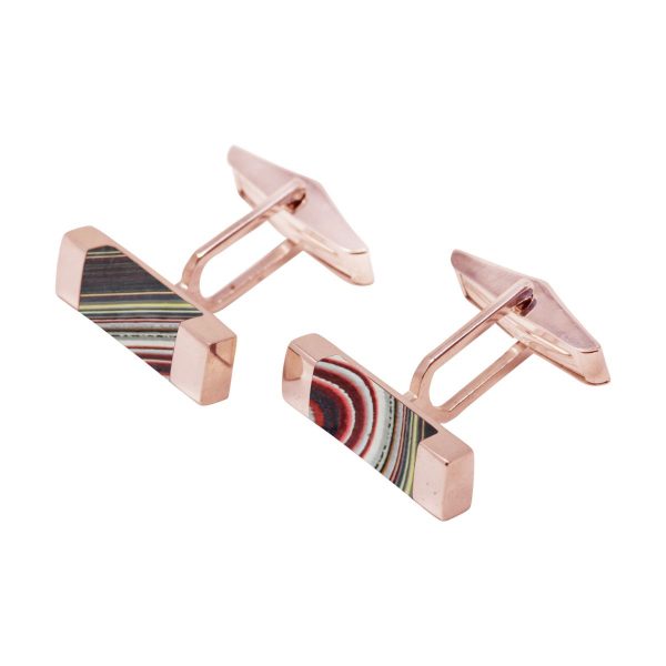 Rose Gold Fordite Rectangular Cufflinks