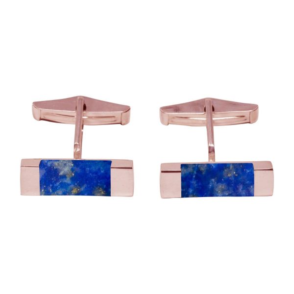 Rose Gold Lapis Rectangular Cufflinks