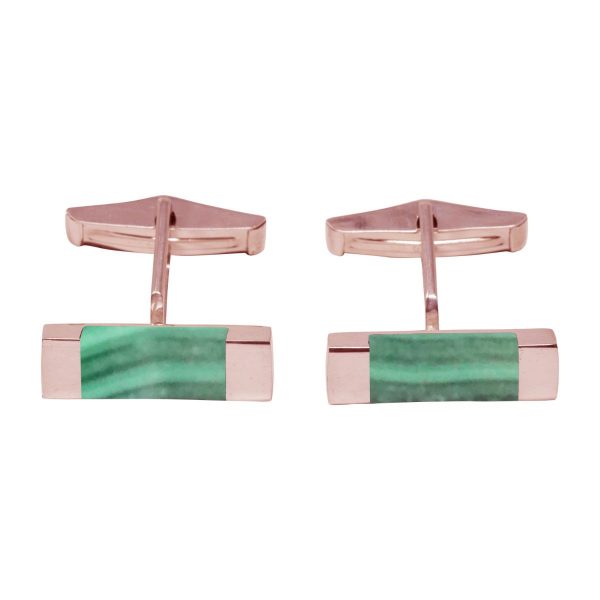 Rose Gold Malachite Rectangular Cufflinks