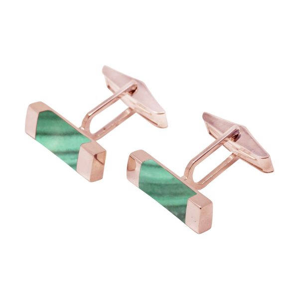 Rose Gold Malachite Rectangular Cufflinks