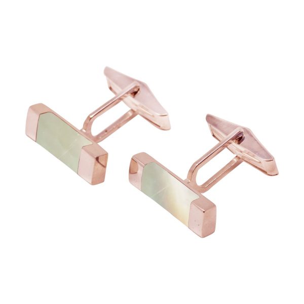 Rose Gold Mother of Pearl Rectangular Cufflinks