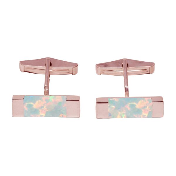 Rose Gold Opalite Rectangular Cufflinks