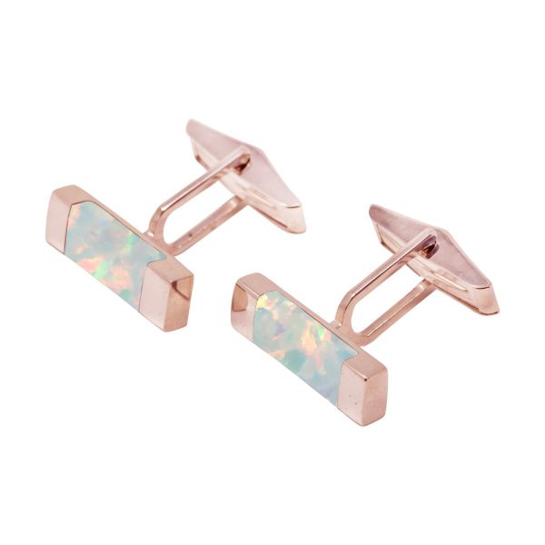 Rose Gold Opalite Sun Ice Rectangular Cufflinks