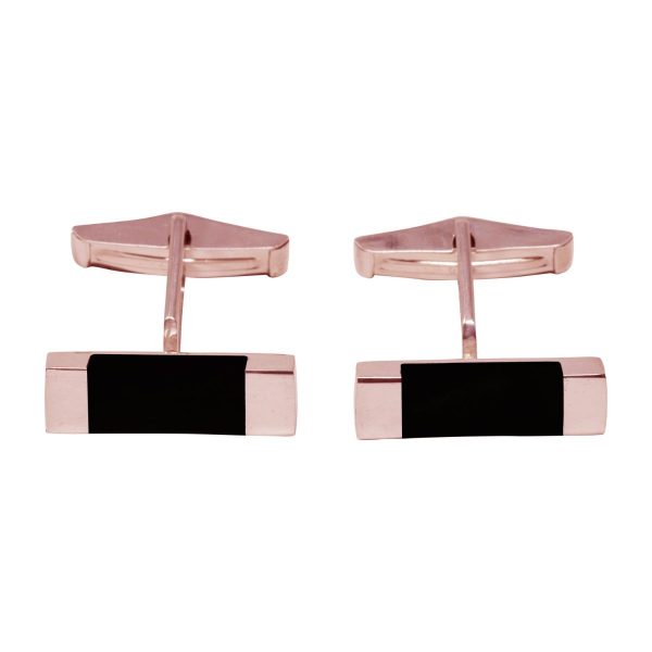 Rose Gold Whitby Jet Rectangular Cufflinks