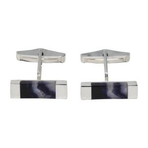 Silver Oblong Blue John Cufflinks