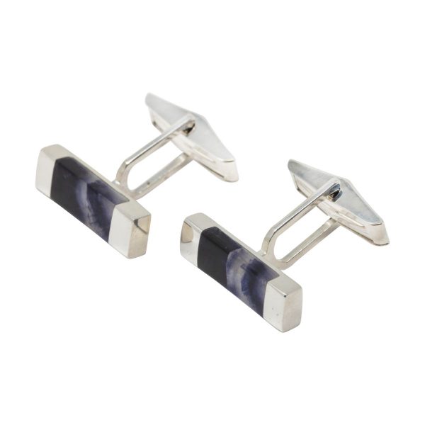 Silver Blue John Rectangular Cufflinks