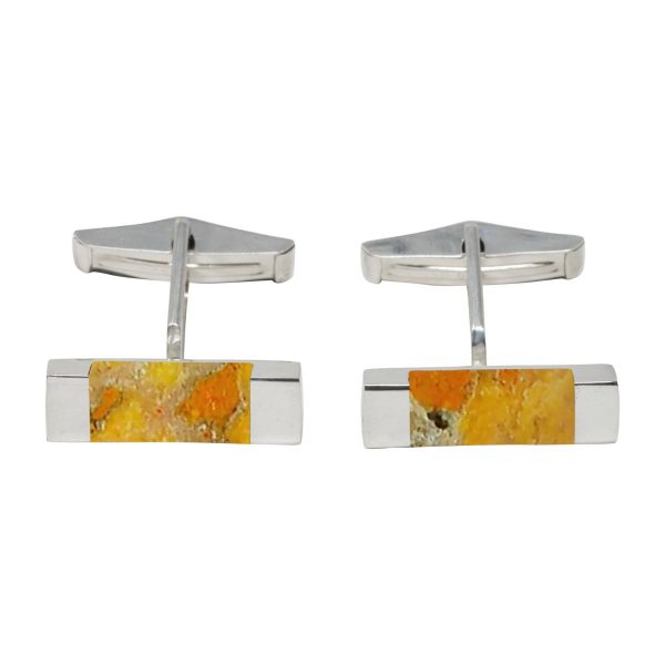 Silver Bumblebee Jasper Rectangular Cufflinks