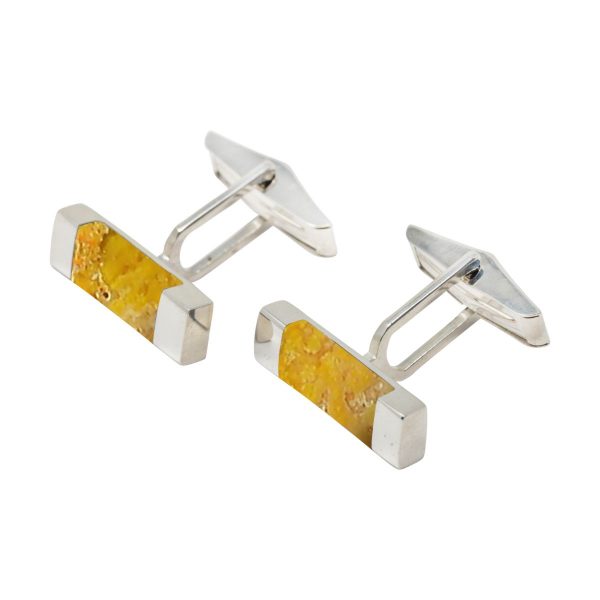 Silver Bumblebee Jasper Rectangular Cufflinks