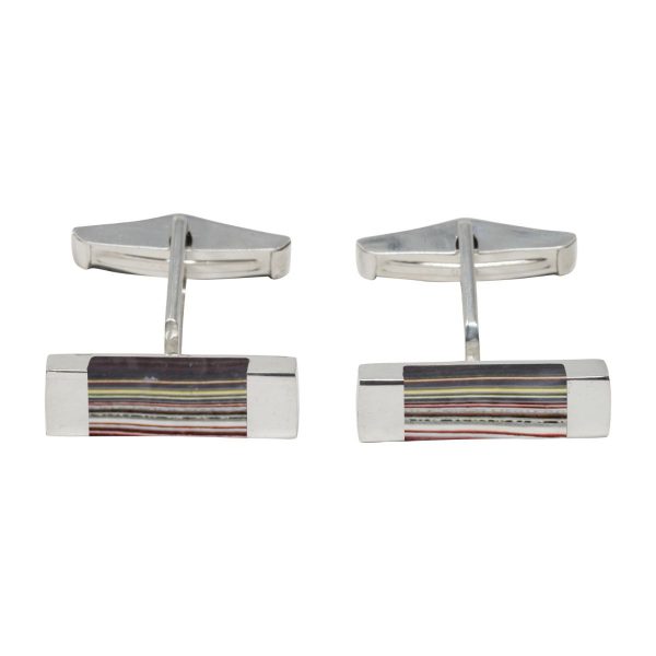 Silver Fordite Rectangular Cufflinks