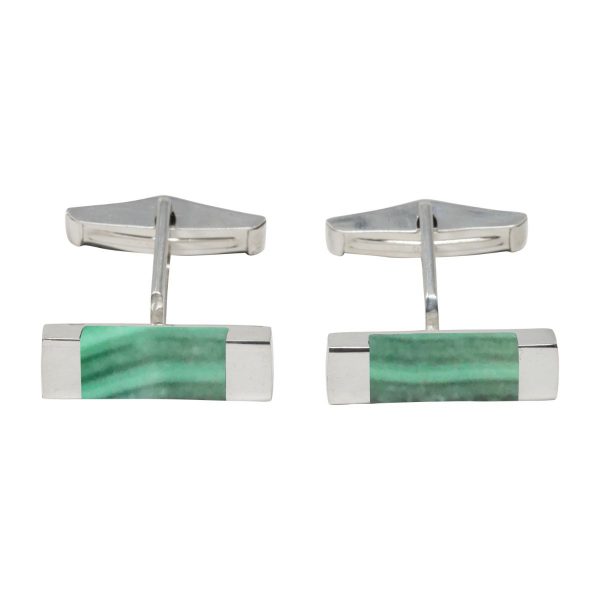 Silver Malachite Rectangular Cufflinks