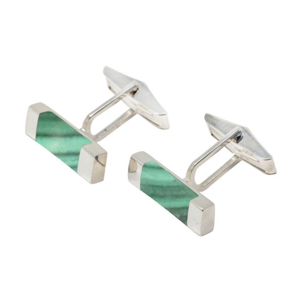 Silver Malachite Rectangular Cufflinks