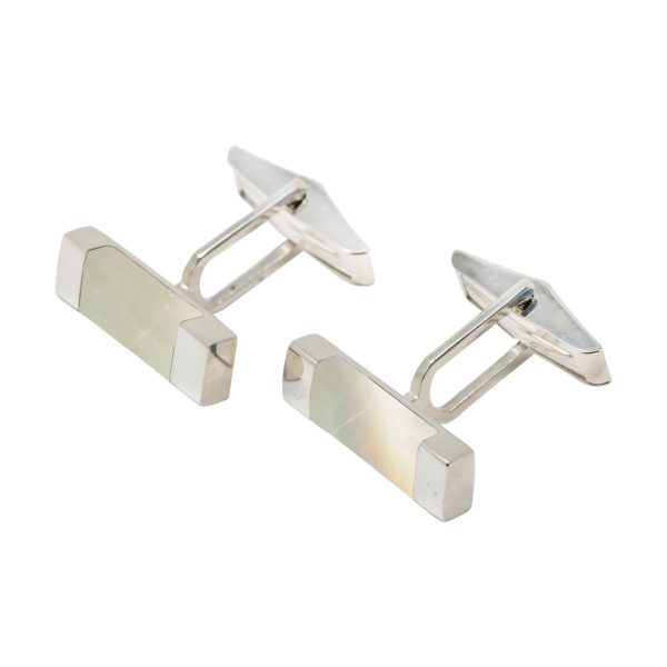 Silver Mother of Pearl Rectangular Cufflinks