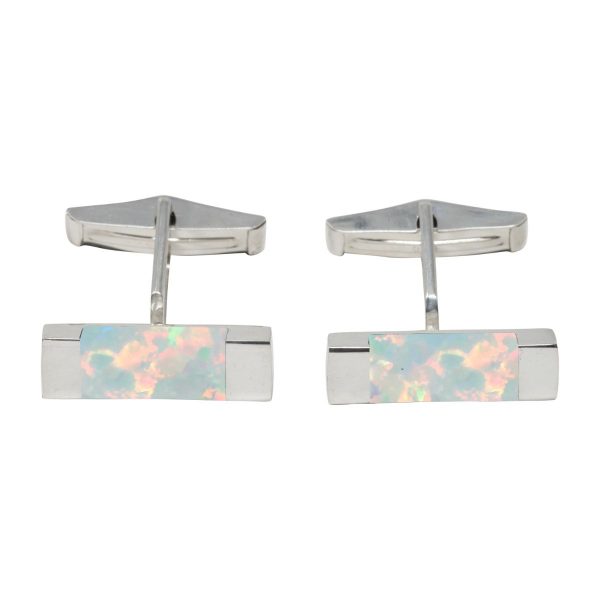 Silver Opalite Sun Ice Rectangular Cufflinks