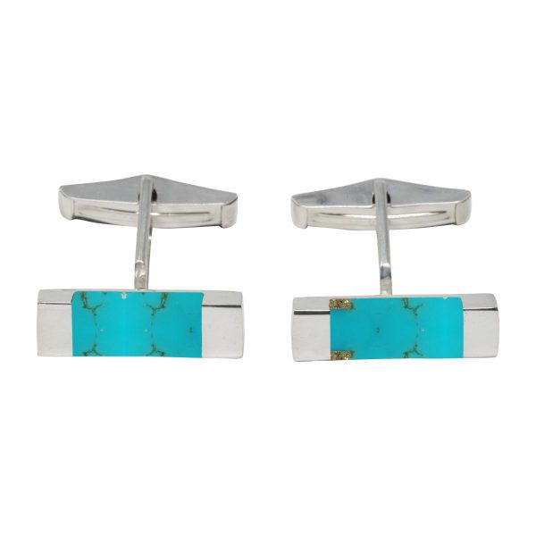 Silver Turquoise Rectangular Cufflinks