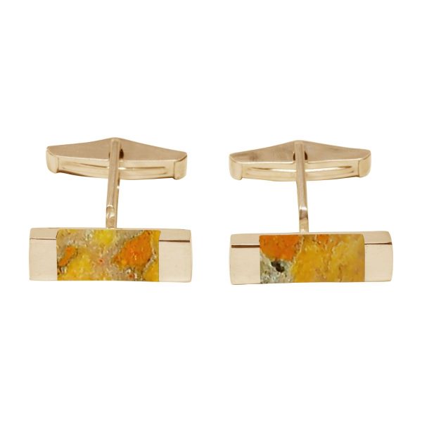 Yellow Gold Bumblebee Jasper Rectangular Cufflinks