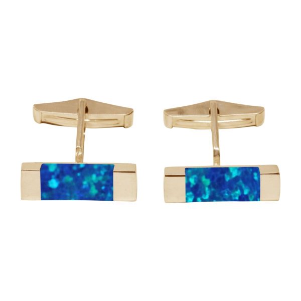 Yellow Gold Cobalt Blue Rectangular Cufflinks