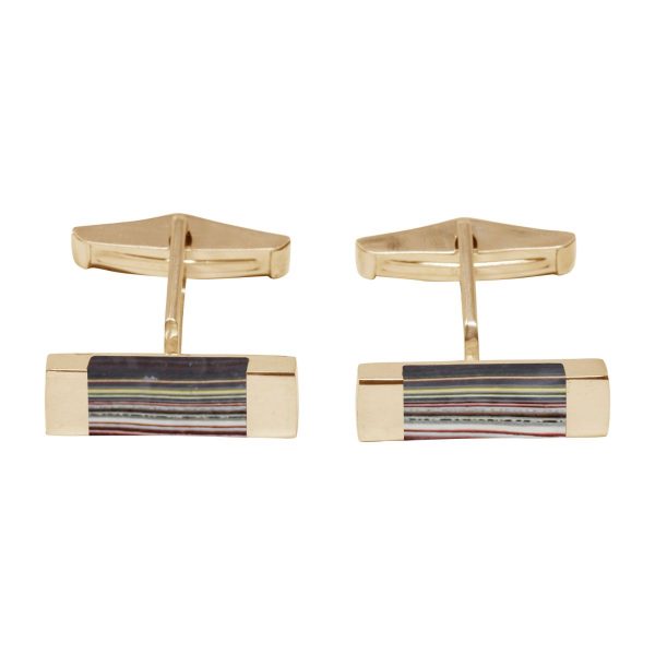 Yellow Gold Fordite Rectangular Cufflinks