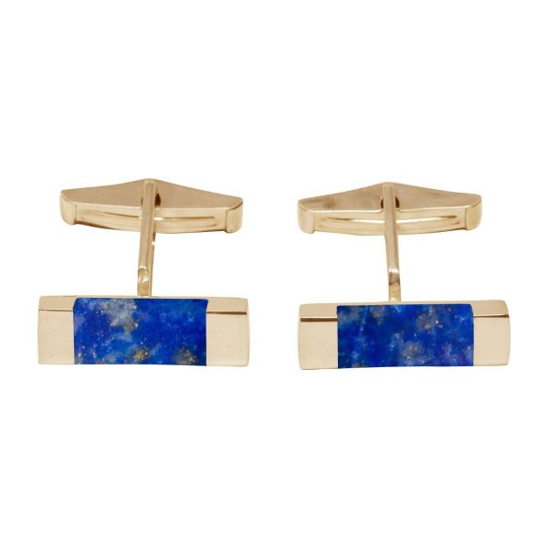 Yellow Gold Lapis Rectangular Cufflinks