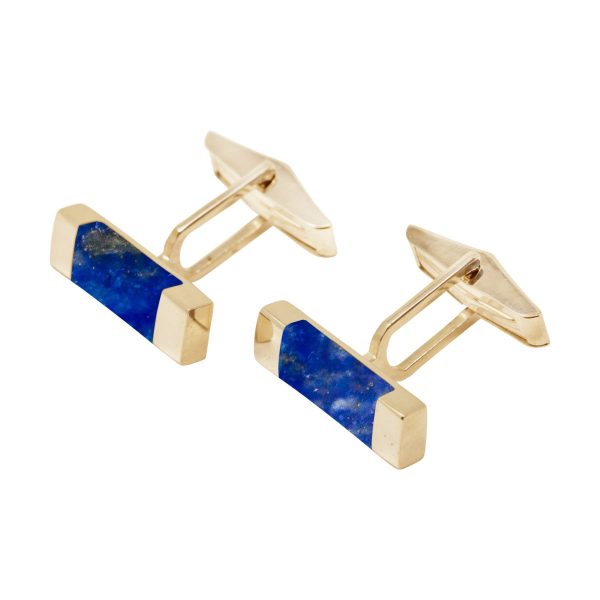 Yellow Gold Lapis Rectangular Cufflinks