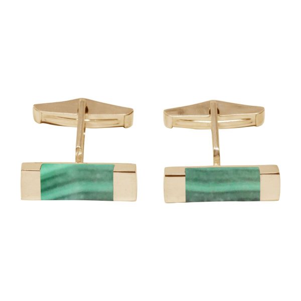 Yellow Gold Malachite Rectangular Cufflinks