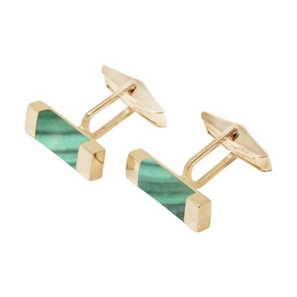 Yellow Gold Malachite Rectangular Cufflinks