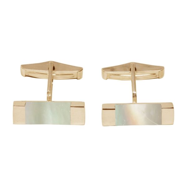 Yellow Gold Mother of Pearl Rectangular Cufflinks