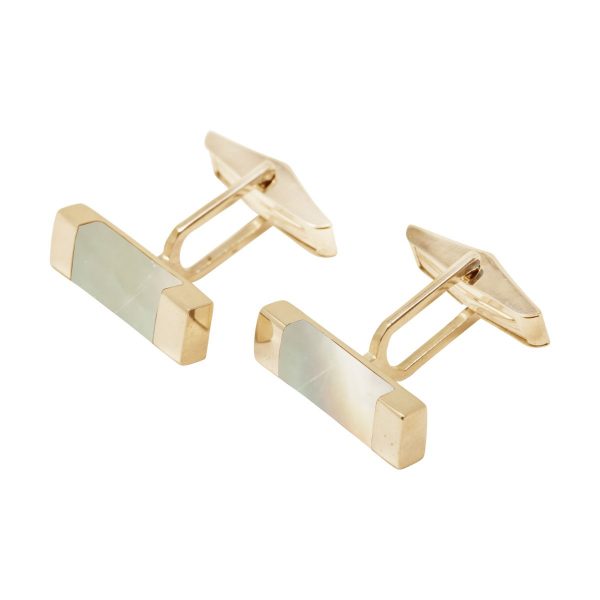 Yellow Gold Mother of Pearl Rectangular Cufflinks