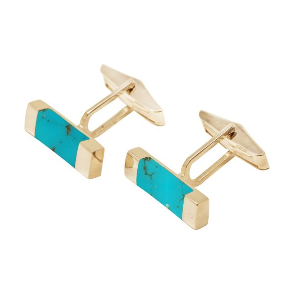 Yellow Gold Turquoise Rectangular Cufflinks