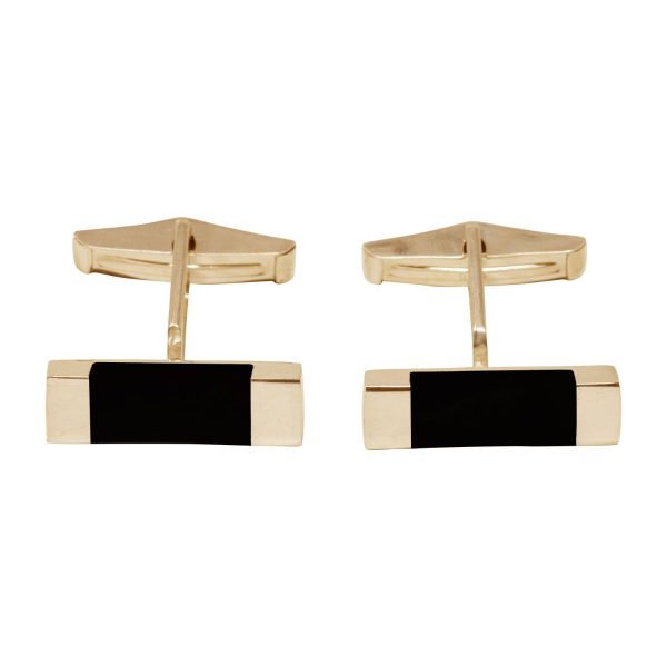 Yellow Gold Whitby Jet Rectangular Cufflinks