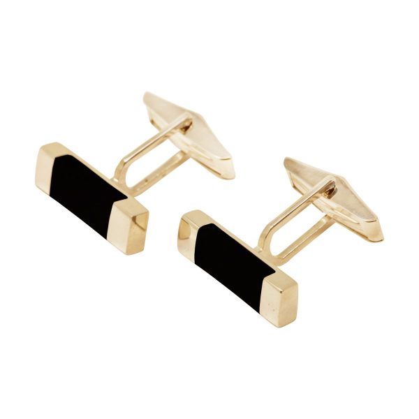 Yellow Gold Whitby Jet Rectangular Cufflinks