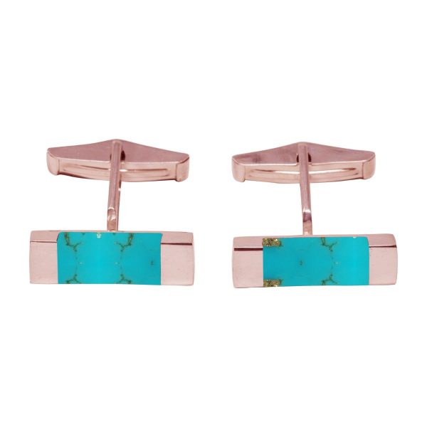 Rose Gold Turquoise Rectangular Cufflinks