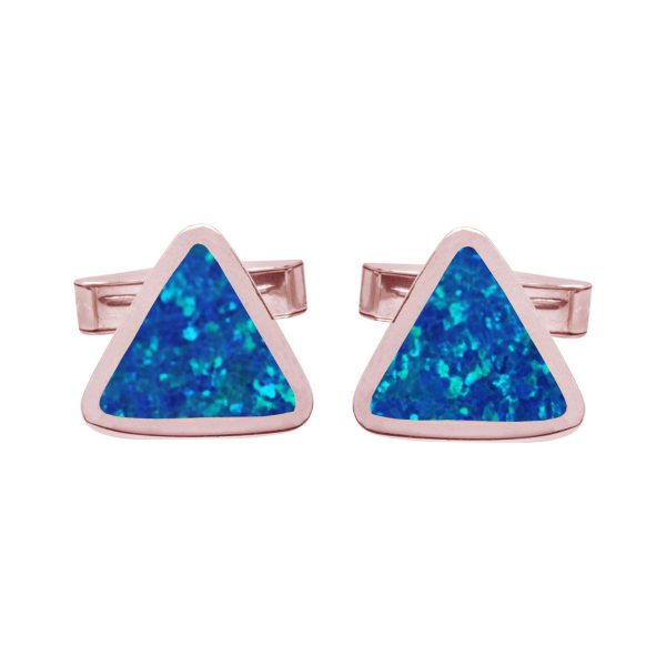 Rose Gold Cobalt Blue Triangular Cufflinks