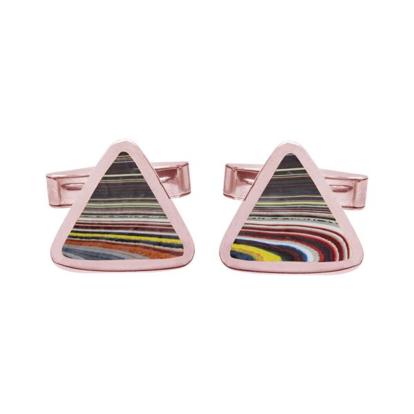 Rose Gold Fordite Triangular Cufflinks