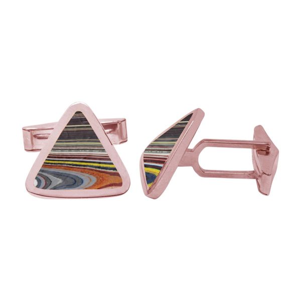 Rose Gold Fordite Triangular Cufflinks