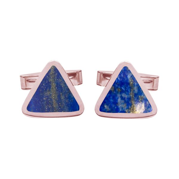 Rose Gold Lapis Triangular Cufflinks