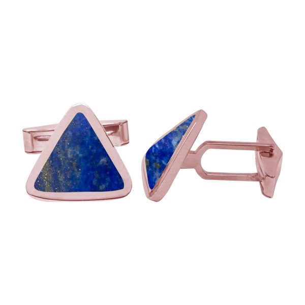 Rose Gold Lapis Triangular Cufflinks