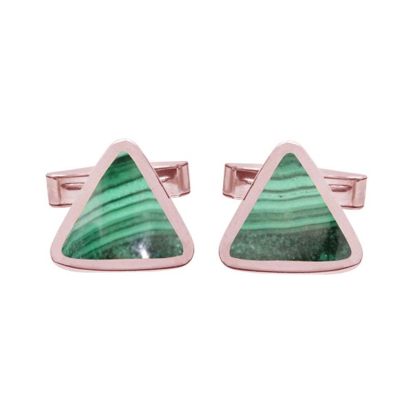 Rose Gold Malachite Triangular Cufflinks