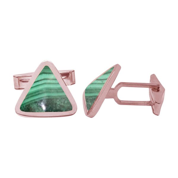 Rose Gold Malachite Triangular Cufflinks