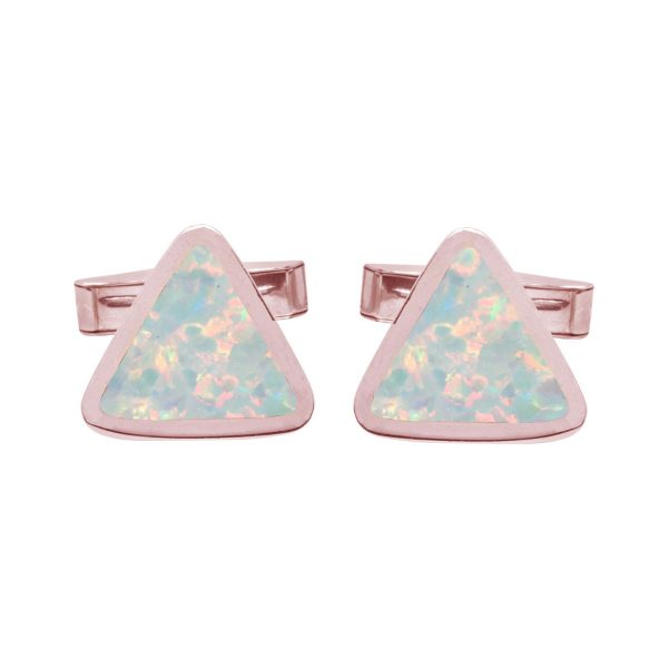 Rose Gold Opalite Sun Ice Triangular Cufflinks