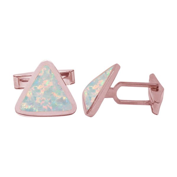 Rose Gold Opalite Sun Ice Triangular Cufflinks