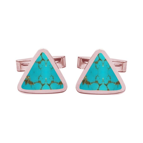 Rose Gold Turquoise Triangular Cufflinks