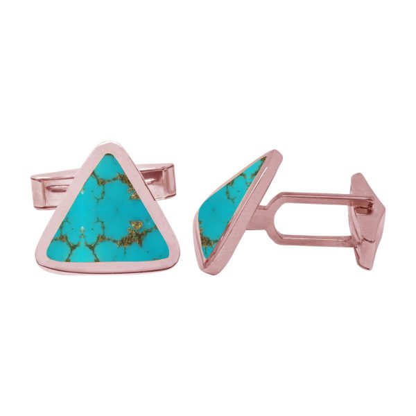 Rose Gold Turquoise Triangular Cufflinks