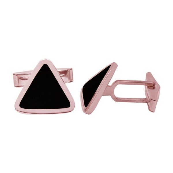 Rose Gold Whitby Jet Triangular Cufflinks