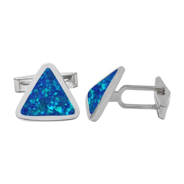 Silver Opalite Cobalt Blue Triangular Cufflinks