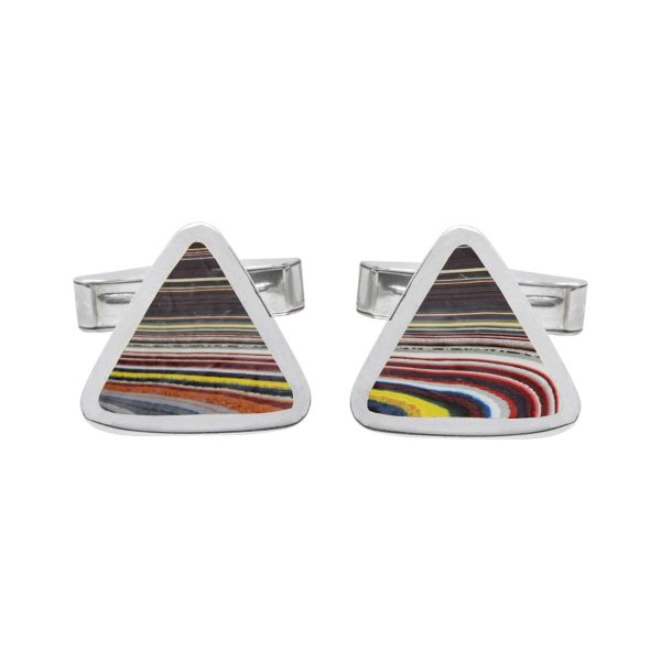 Silver Fordite Triangular Cufflinks